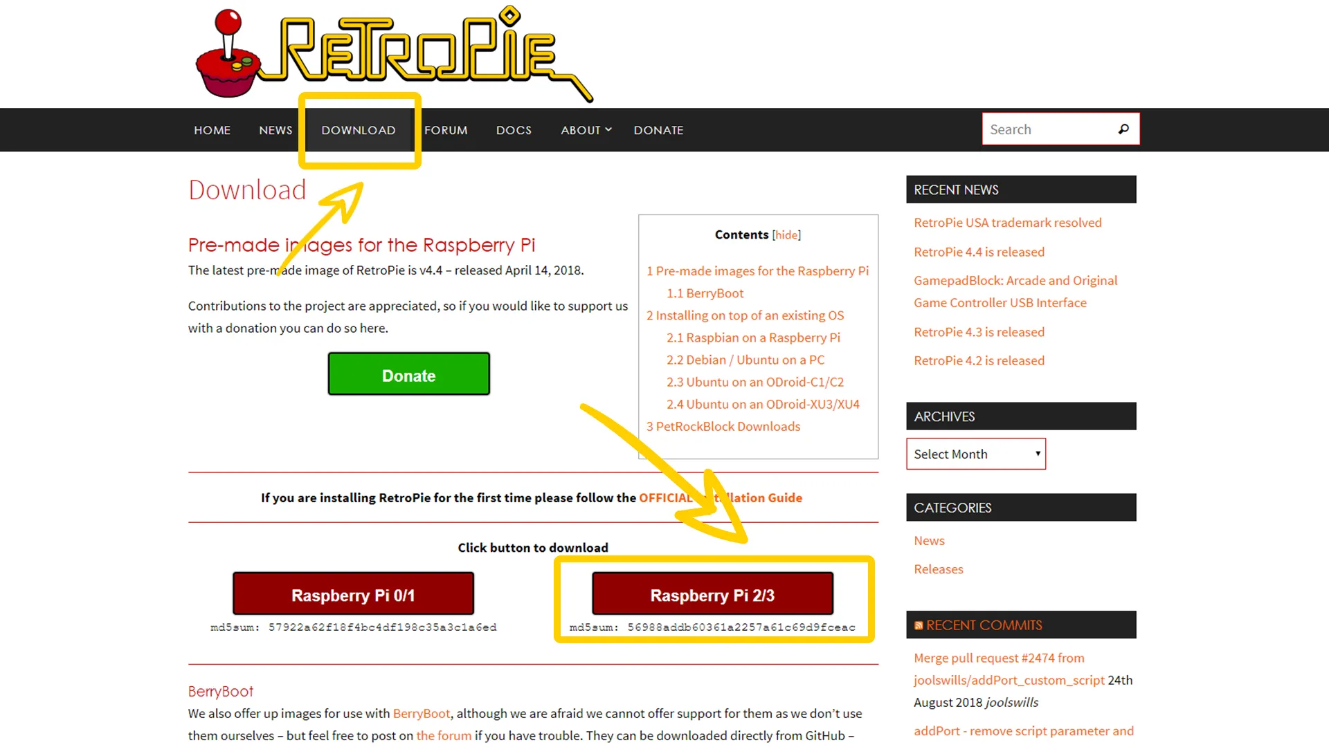 RetroPie Image herunterladen