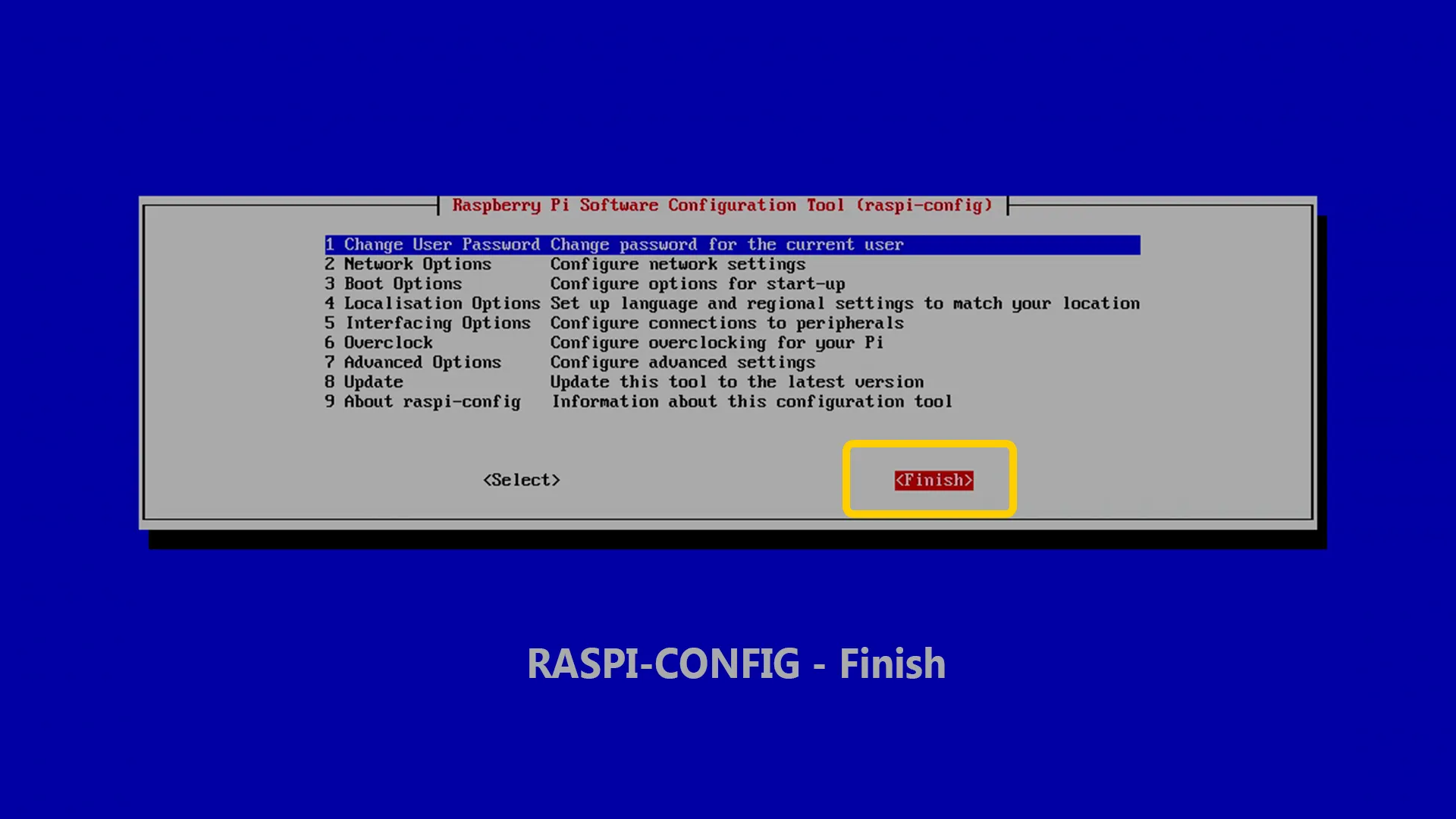 RASPI-CONFIG Konfiguration abschließen