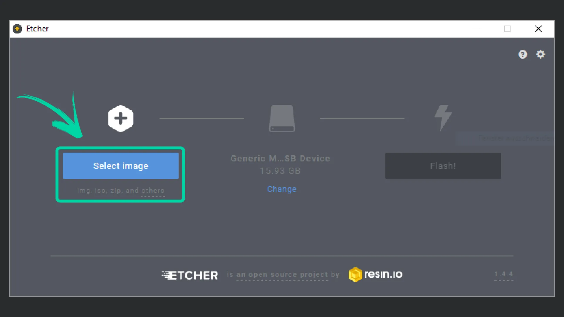 Etcher: openHABian Image auswählen