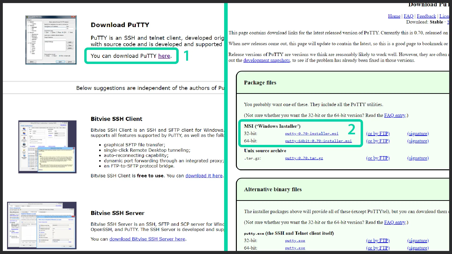 PuTTY SSH-Client herunterladen und installieren