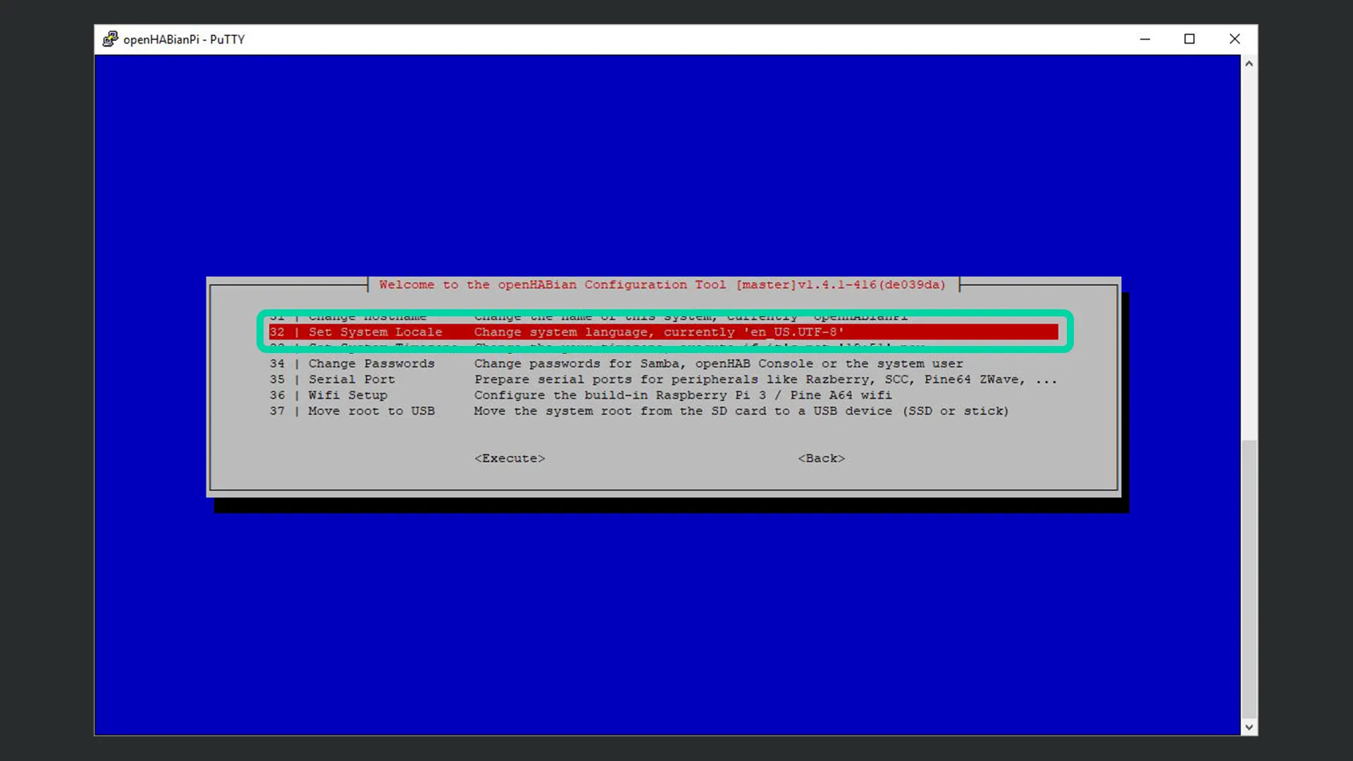 openHABian System Locale einstellen