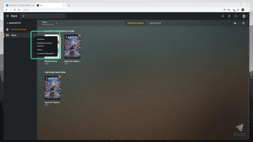DiskStation Plex – Filme anheften