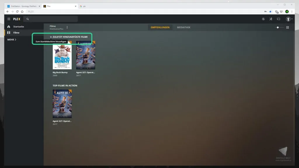 DiskStation Plex – Startseite anpassen