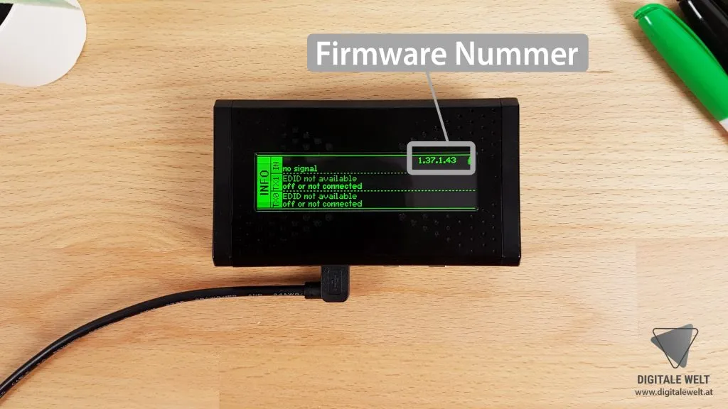 HDFury Vertex – aktuelle Firmware Version am Display ablesen