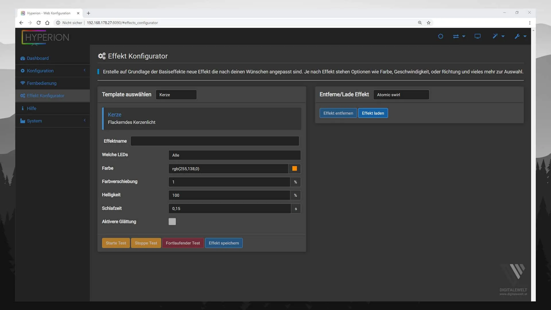 Hyperion.ng installieren – Dark Mode