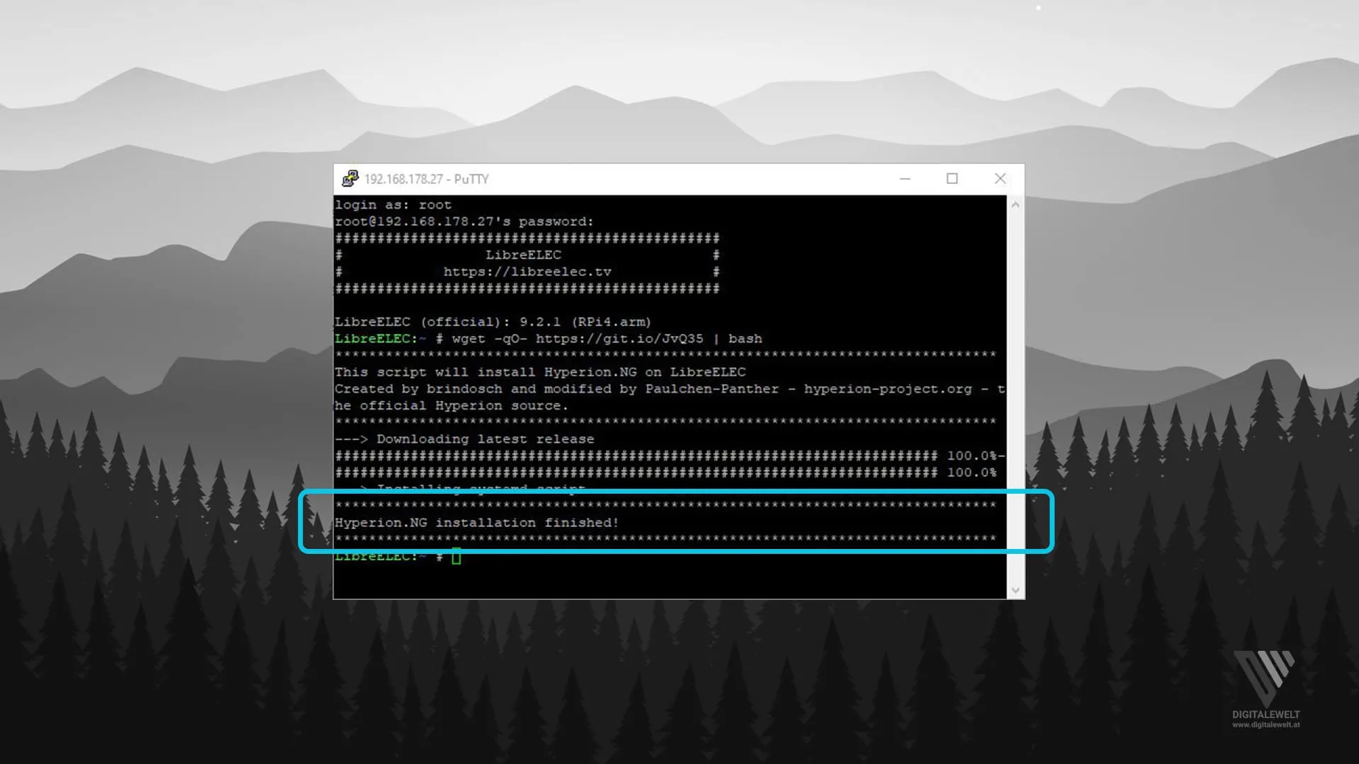 Hyperion.ng installieren – Installation abgeschlossen