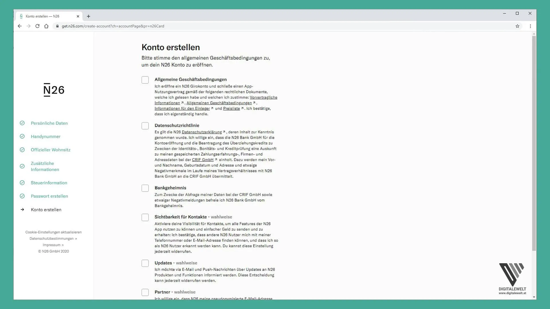 N26 Konto eröffnen – Allgemeine Geschäftsbedingungen