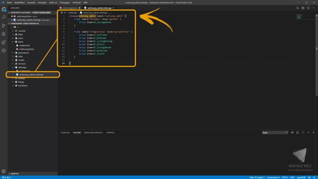 openHAB 2 Grundstruktur – Sitemap-Name