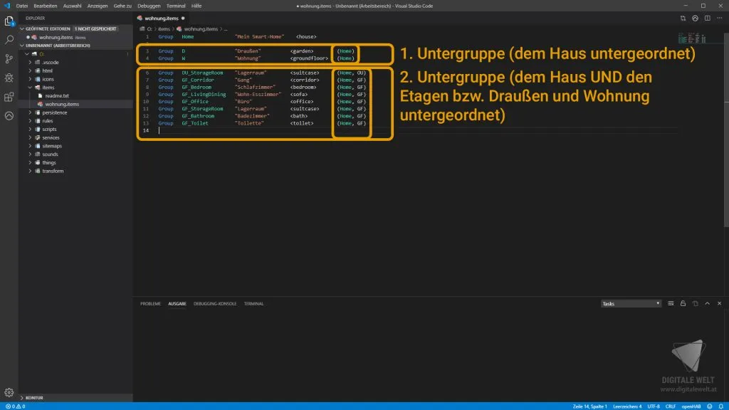 openHAB 2 Grundstruktur – Untergruppen