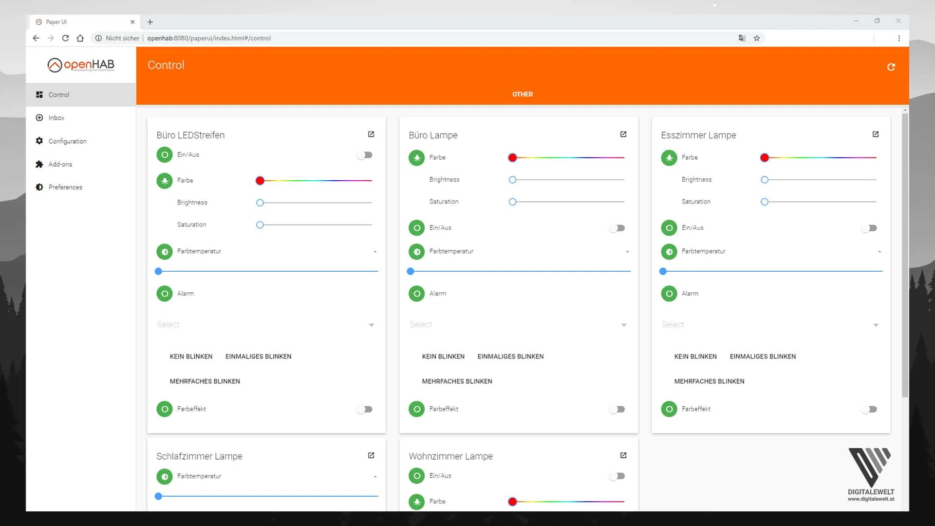 openHAB 2 HUE Binding – Lampen im Control-Fenster steuern