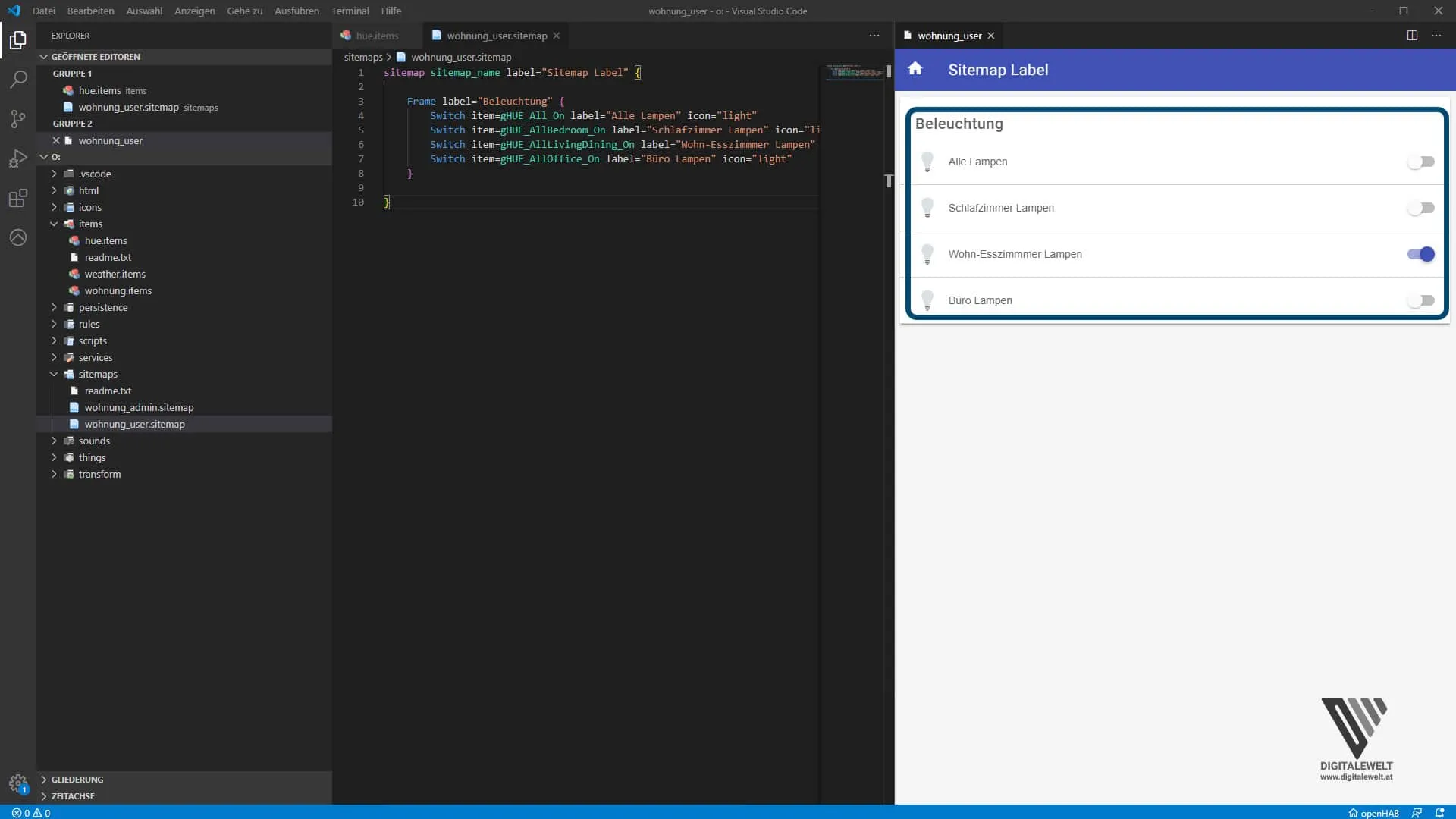 openHAB 2 HUE Binding Teil 2 – Lampen schalten im Paper UI