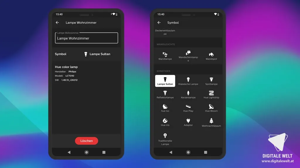 Philips HUE einrichten – Lampeninformation bearbeiten