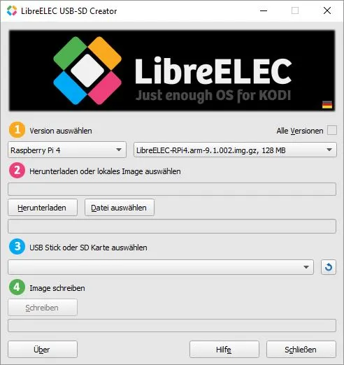 Raspberry Pi 4 Kodi installieren – LibreELEC USB-SD Creator Tool