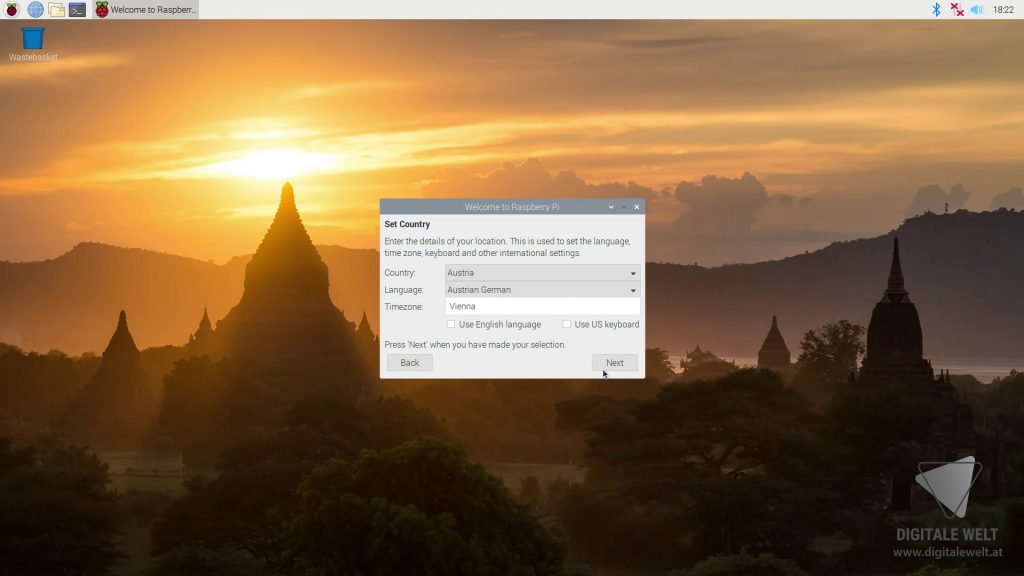 Land, Sprache und Zeitzone
