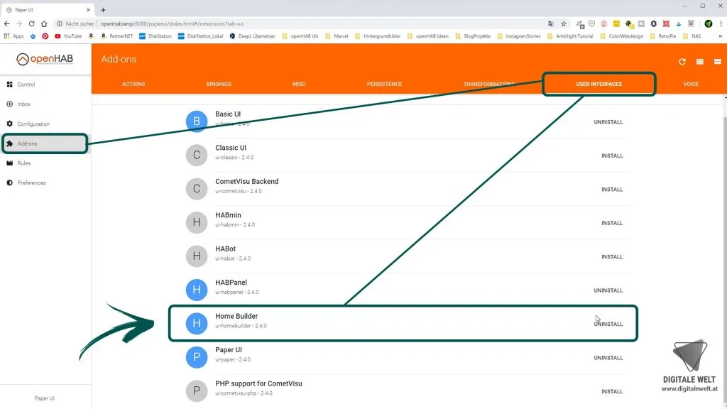 openHAB 2 Home Builder – Home Builder über Paper UI installieren