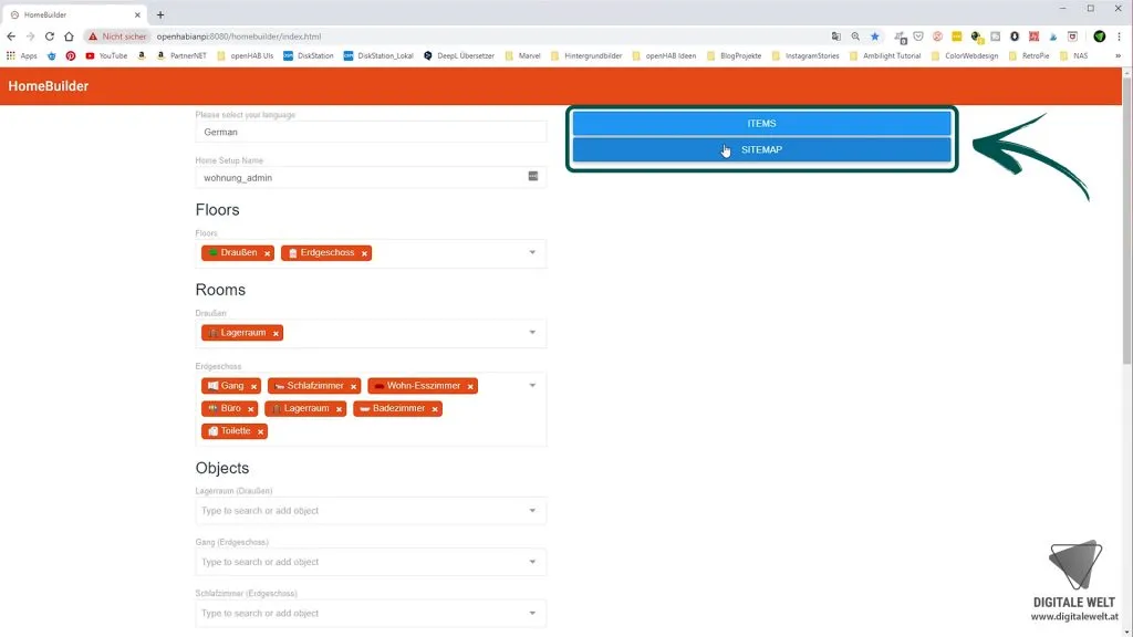 openHAB 2 Home Builder – ITEMS und SITEMAP Buttons
