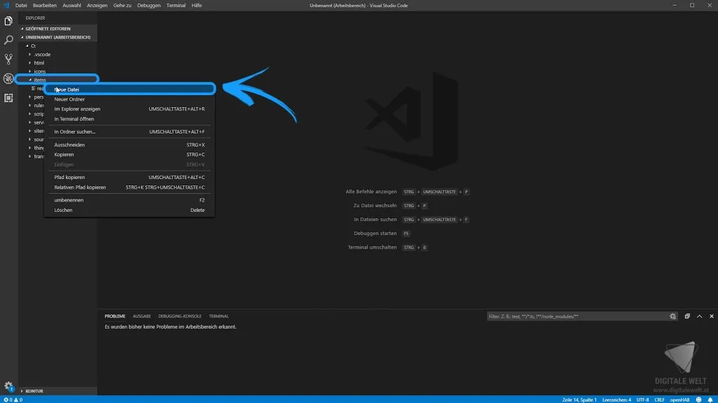 openHAB 2 Home Builder – items Datei in Visual Studio Code erstellen