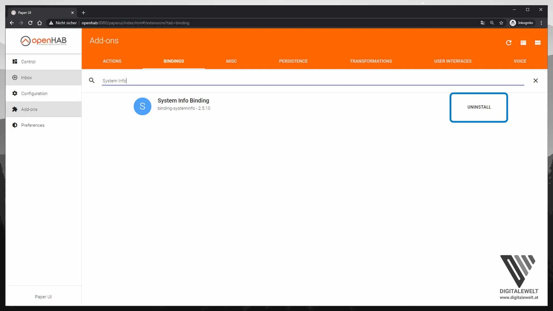 System Info Binding installieren