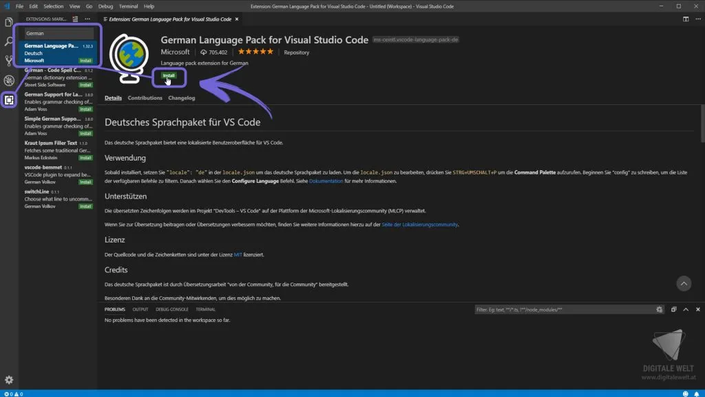 openHAB 2 Visual Studio Code – German Language Pack installieren