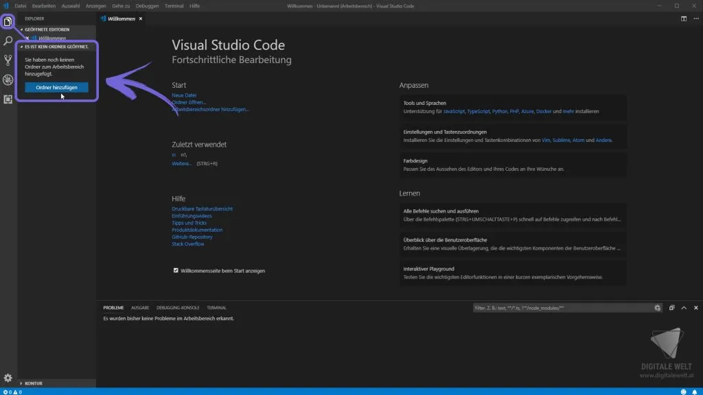 openHAB 2 Visual Studio Code – Ordner hinzufügen