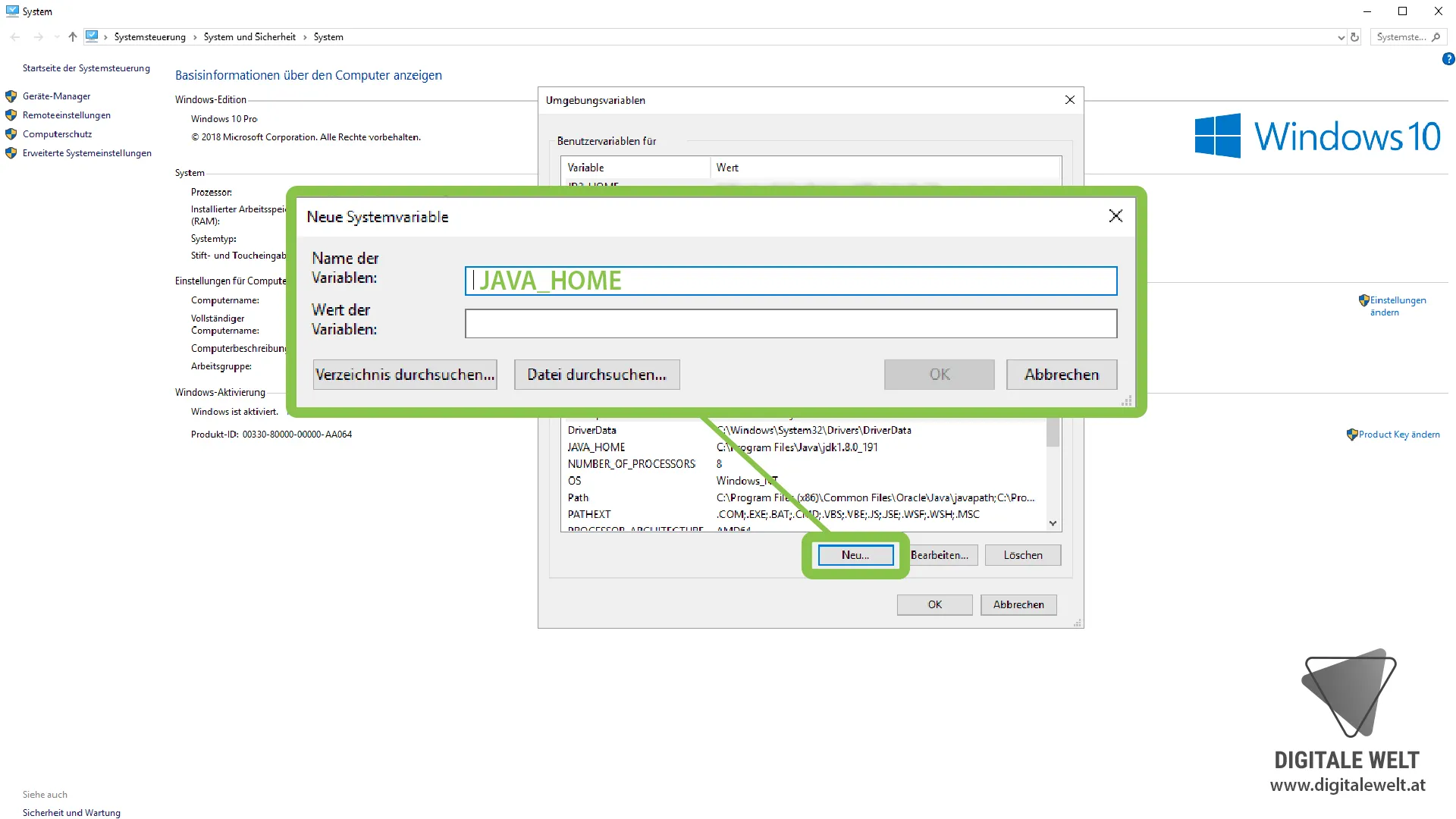 openHAB 2 Windows – Variable JAVA_HOME anlegen