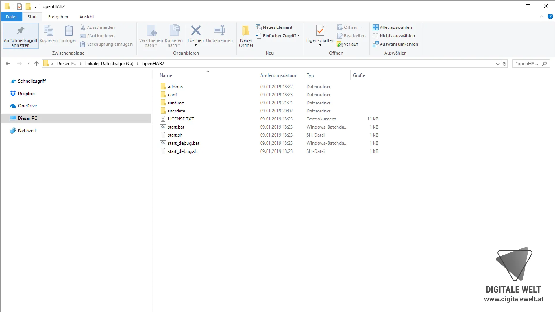 openHAB 2 Windows – Ordner C:\openHAB2 anlegen