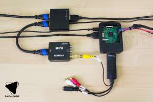 Raspberry Pi Ambilight Projekt - Verkabelung HDMI Quelle aufgebaut